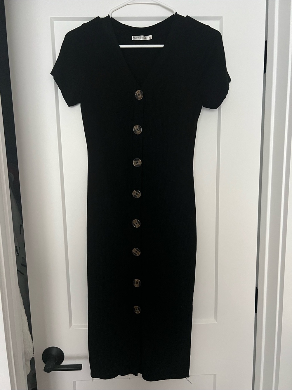Black Button-Front Knit Dress